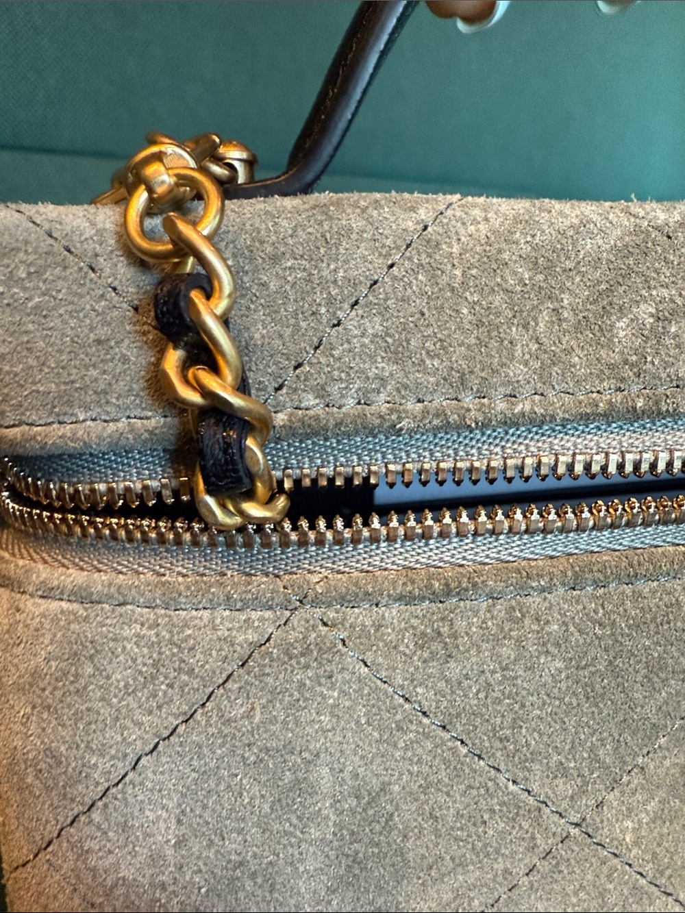 CHANEL Olive Green and Black Quilted Top-Handle Satchel vanity bag - Picture 4 of 8
